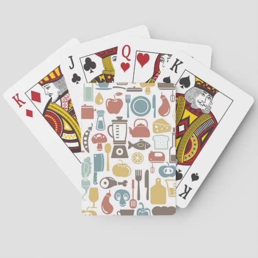 Jeu De Cartes Motif avec des icônes de cuisine (dos)