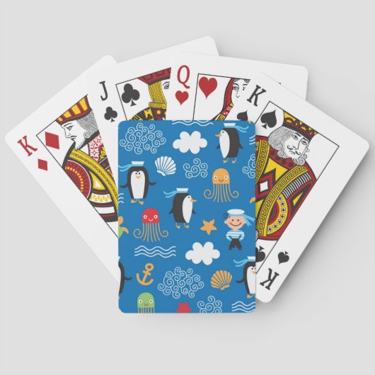 Jeu De Cartes motif avec le thème de mer (dos)