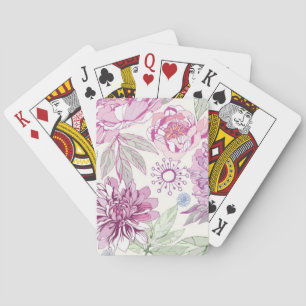 Jeu De Cartes Motif avec les fleurs roses