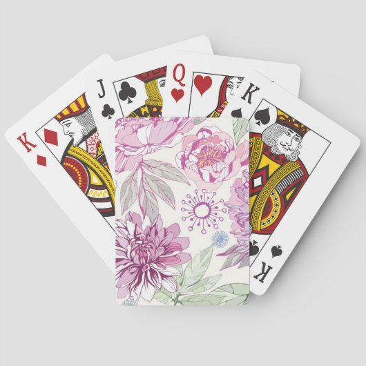 Jeu De Cartes Motif avec les fleurs roses (dos)