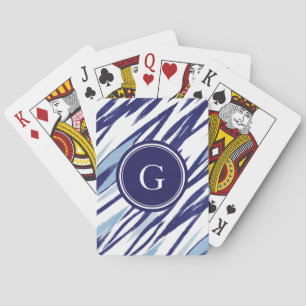 Jeu De Cartes Motif bleu et blanc chic d'ikat d'aquarelle