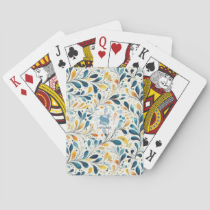 Jeu De Cartes Motif bleu et or Paisley Leaf (2)