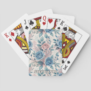 Jeu De Cartes Motif bleu et rose sur blanc doux