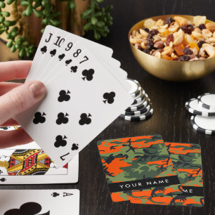 Jeu De Cartes Motif Camouflage orange, Votre nom, Personnaliser