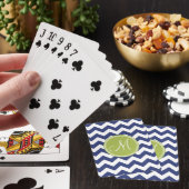 Jeu De Cartes Motif Chevron avec Monogram - Navy Lime (In Situ)