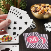 Jeu De Cartes Motif Chevron avec Monogramme - rose violet (In Situ)