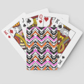 Jeu De Cartes Motif Chevron De Main Noire, Orange Et Rose (dos)