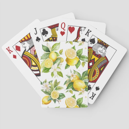 Jeu De Cartes Motif citron, Fleurs de citron, Feuilles, Citrus (dos)
