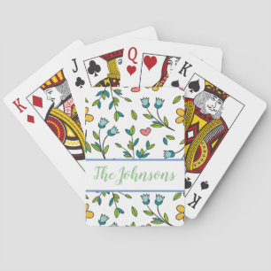 Jeu De Cartes Motif coloré à la main Floral & Coeurs
