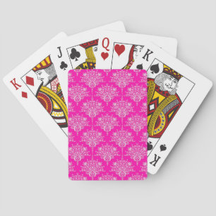 Jeu De Cartes Motif damassé rose vif et blanc féminin