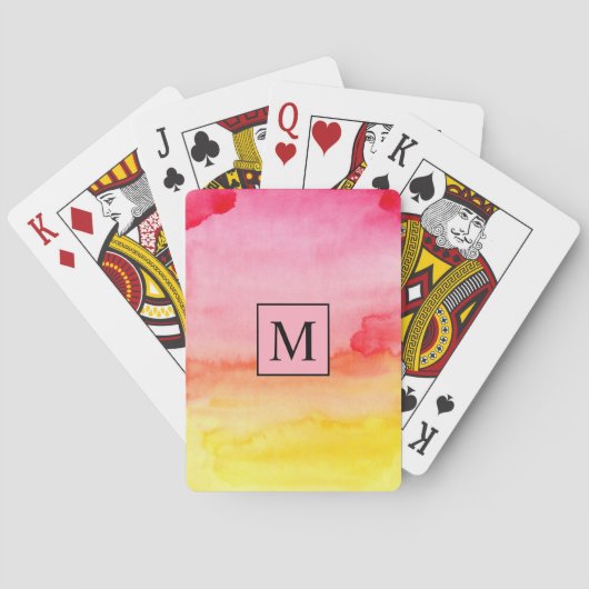 Jeu De Cartes Motif d'aquarelle Abstrait moderne avec Monogramme (dos)