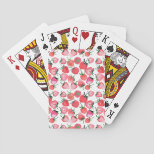 Jeu De Cartes Motif d'aquarelle aux fraises rouges juteuses
