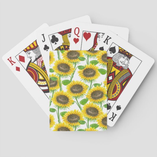 Jeu De Cartes Motif d'aquarelle des tournesols (dos)