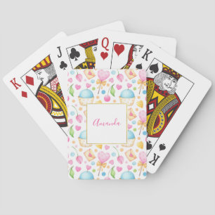 Jeu De Cartes Motif d'aquarelle douce Coeurs et Cupcakes