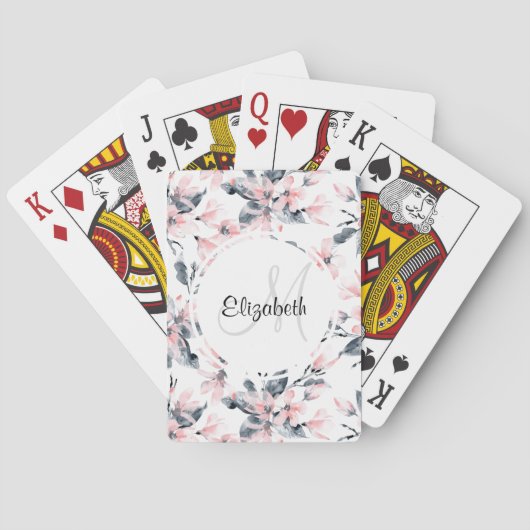 Jeu De Cartes Motif d'aquarelle rose et gris (dos)
