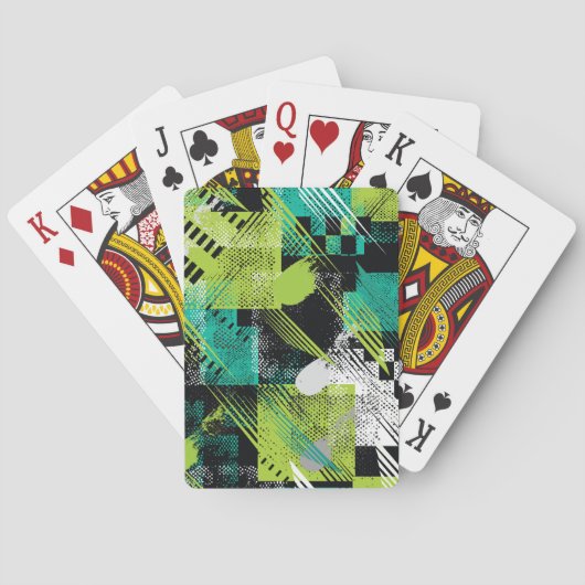 Jeu De Cartes Motif de bandes de points géométriques Abstraits (dos)