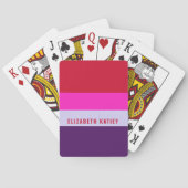 Jeu De Cartes Motif de bandes rouge, rose et violet (dos)