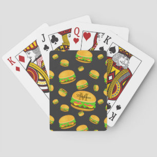 Jeu De Cartes Motif de burger délicieux cool et amusant Monogram