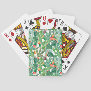Jeu De Cartes Motif de cactus d'aquarelle