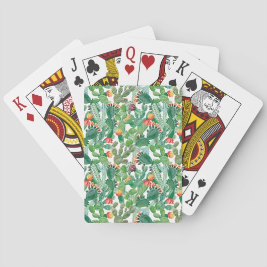 Jeu De Cartes Motif de cactus d'aquarelle (dos)