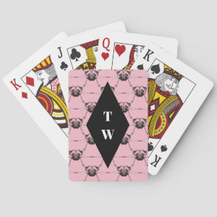 Jeu De Cartes Motif de carlin décoré d'un monogramme