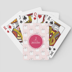 Jeu De Cartes Motif de chat de chaton dormant Monogramme