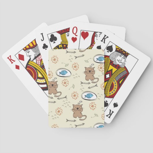 Jeu De Cartes motif de chat et de poissons (dos)