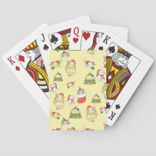 Jeu De Cartes Motif de chats de Noël mignons – Conception festiv