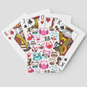 Jeu De Cartes motif de chouette coloré