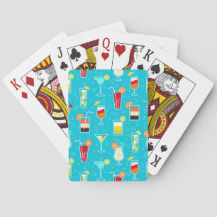 Jeu De Cartes Motif de cocktails sur Arrière - plan Turquoise