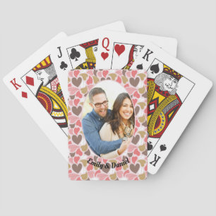 Jeu De Cartes Motif de coeur photo et noms personnalisés