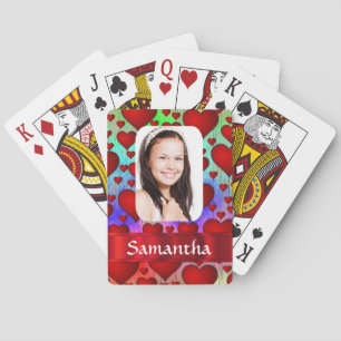 Jeu De Cartes Motif de coeur rouge modèle photo personnalisé