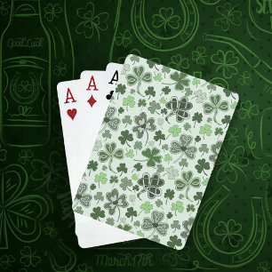 Jeu De Cartes Motif de cœurs de trèfle vert clair ludique celtiq