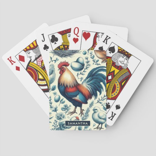 Jeu De Cartes Motif de coq de ferme Retro (dos)