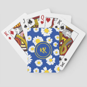 Jeu De Cartes Motif de daisy jaune blanc mignon monogramme