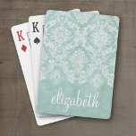 Jeu De Cartes Motif de Damas Vintage bleu glace avec finition gr<br><div class="desc">Une motif vintage au design tendance avec des couleurs bijoux et élégance. Les éléments sont plus faciles à customiser lorsque vous remplacez tout le texte et les photos en premier. Si votre art doit encore être ajusté, cliquez sur le bouton Personnaliser. Cela vous mènera à une zone de design où...</div>