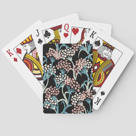 Jeu De Cartes Motif de dessin rose et vert Fleur (dos)
