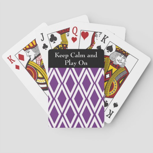 Jeu De Cartes Motif de diamants violet et blanc (dos)