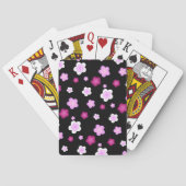 Jeu De Cartes Motif de fleur dégradé rose mignon sur fond noir C (dos)