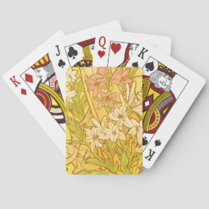 Jeu De Cartes Motif de fleurs de lys d'Alphonse Mucha : Art nouv