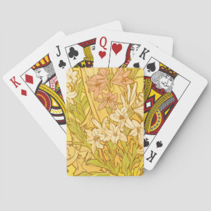 Jeu De Cartes Motif de fleurs de lys d'Alphonse Mucha : Art nouv
