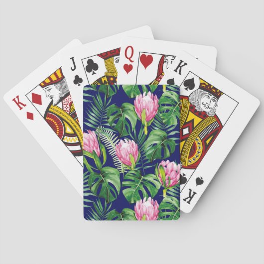 Jeu De Cartes Motif de fleurs feuille de palme (dos)