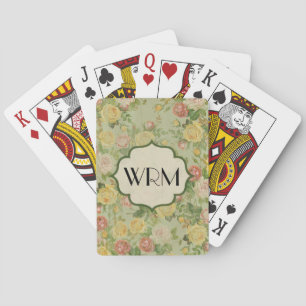 Jeu De Cartes Motif de fleurs monogrammes florales assez Vintage