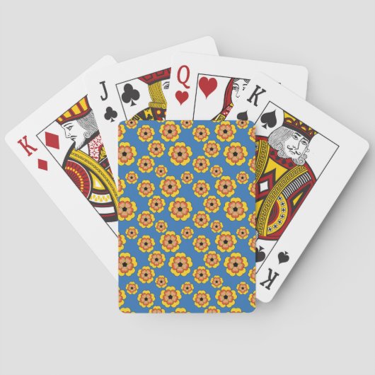 Jeu De Cartes Motif de fleurs orange jaune (dos)