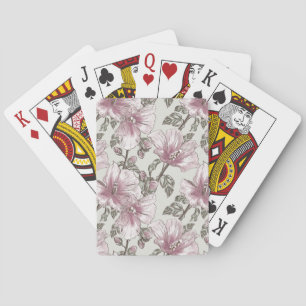 Jeu De Cartes Motif de fleurs rose amorti de ketmie