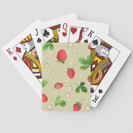 Jeu De Cartes Motif de fraises d'aquarelle (dos)