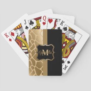 Jeu De Cartes Motif de girafe noire et dorée