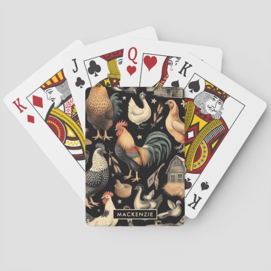 Jeu De Cartes Motif de la ferme de poulet Retro (dos)