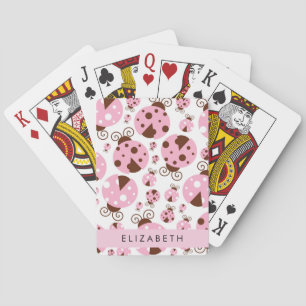 Jeu De Cartes Motif De Ladybugs, Ladybugs Rose, Votre Nom