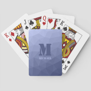 Jeu De Cartes Motif de maille géométrique bleu gris Monogramme